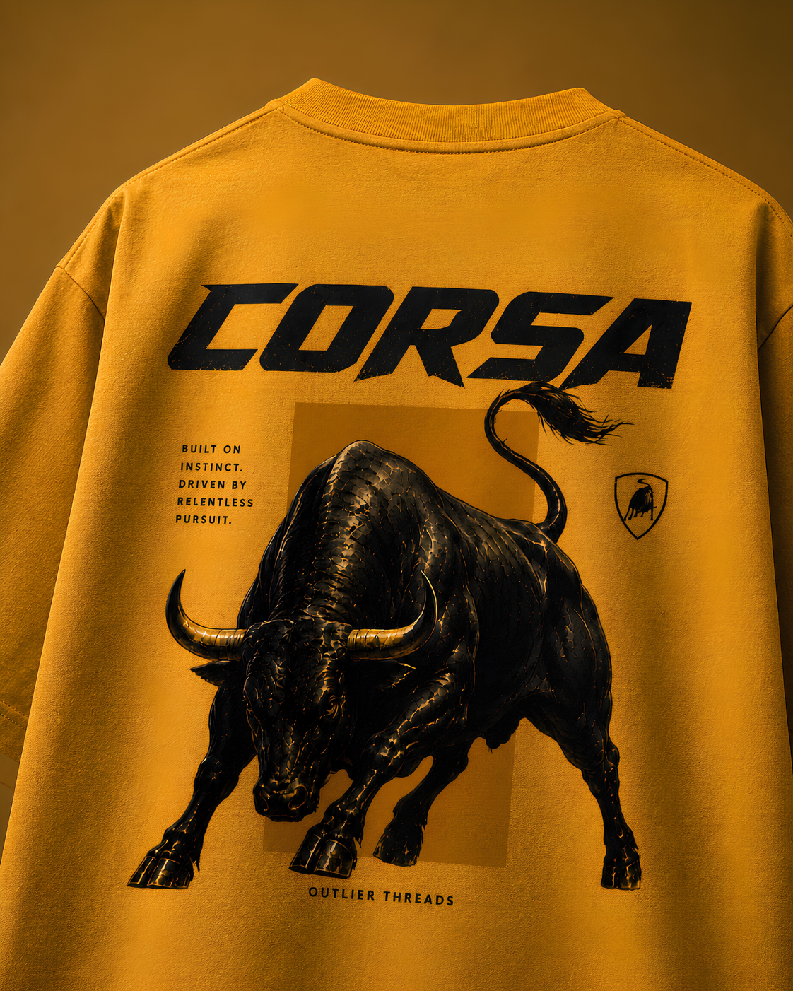 CORSA | Golden Yellow Oversized Bull Graphic T-Shirt | Chapter 002