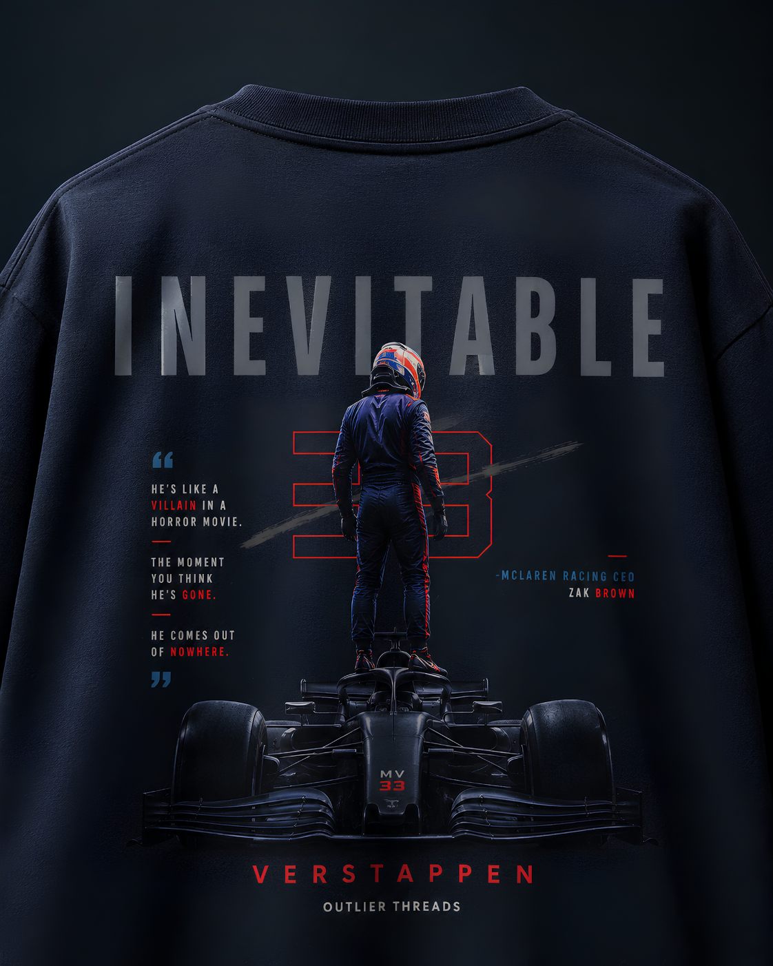 INEVITABLE | Navy Oversized Motorsport Graphic T-Shirt| Chapter 001