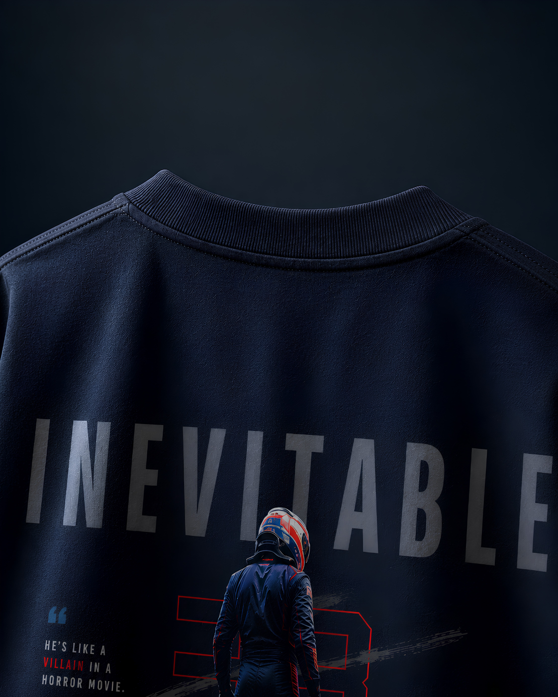 INEVITABLE | Navy Oversized Motorsport Graphic T-Shirt| Chapter 001