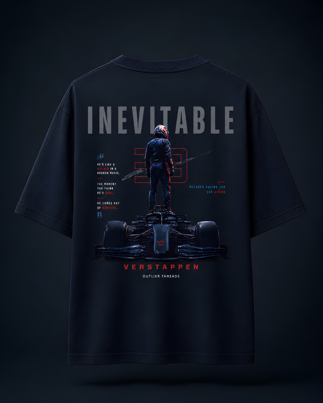 INEVITABLE | Navy Oversized Motorsport Graphic T-Shirt| Chapter 001